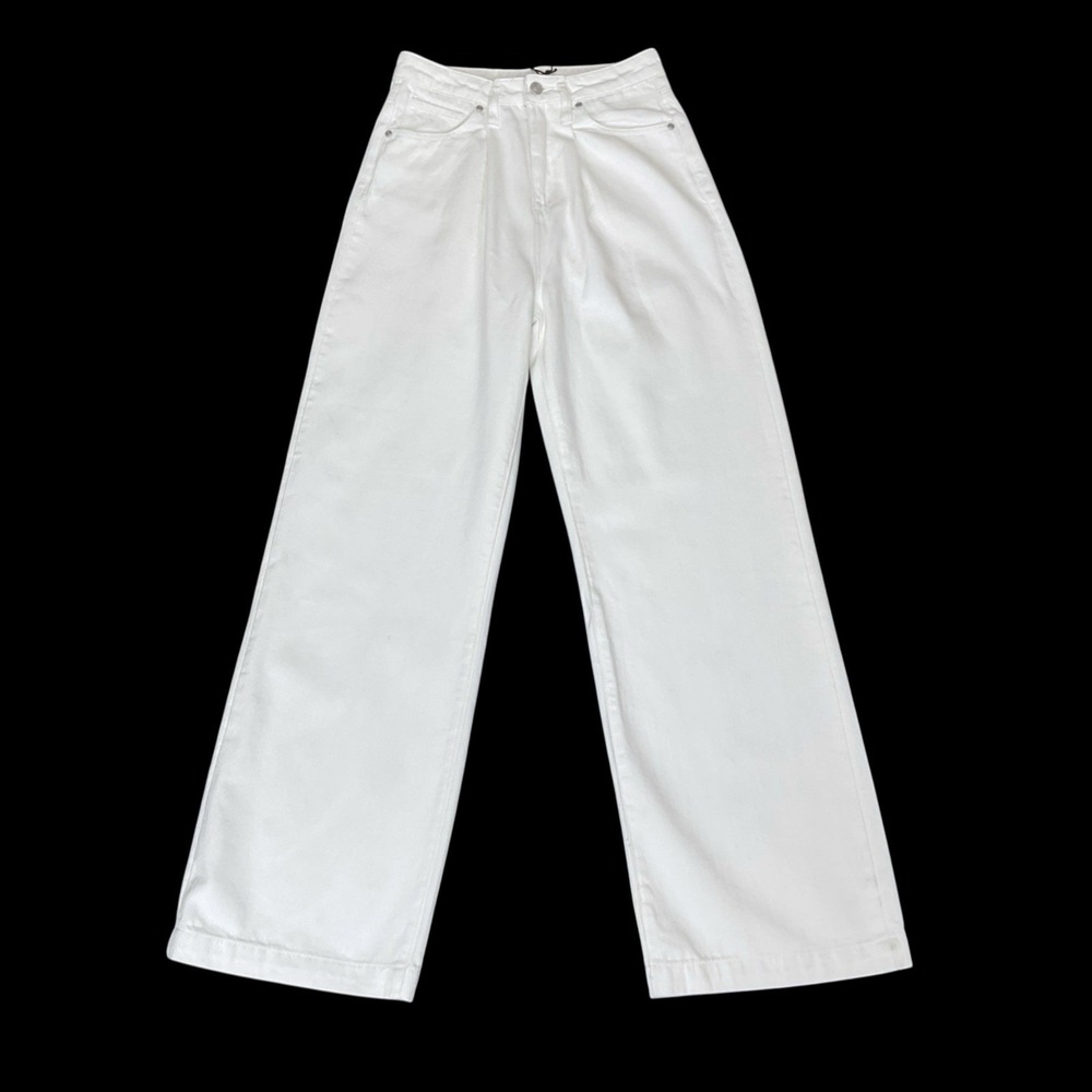 Grey Lab Jeans Women 26 (ACTUAL 26x31.5) White Wide Leg Pleat JJ1016P NWT